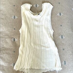 Zara SRPLS White Ribbed Sleeveless Top Small NWOT